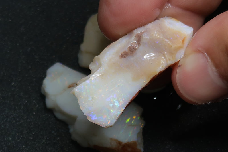 0.8oz Natural Australian Opal Parcel, In The Rough, White Coober Pedy, Rainbow Of Color.