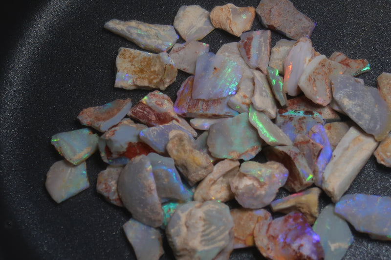 1.2 盎司，天然澳大利亚蛋白石包裹，深色贝壳，粗糙、鲜艳明亮的彩虹色。